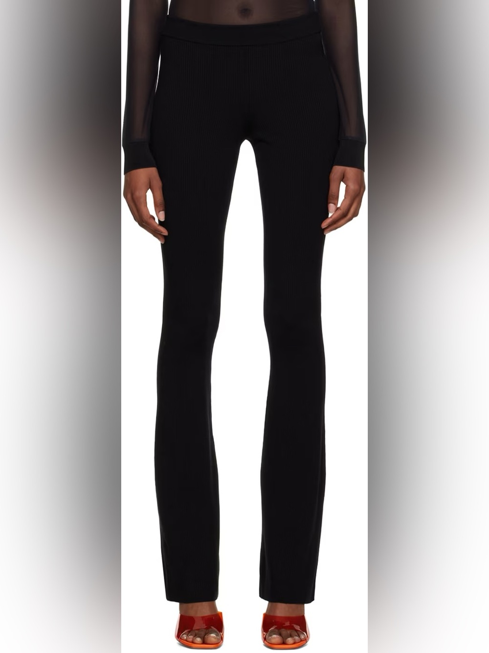 Heron Preston Black Ribbed Flare Pants